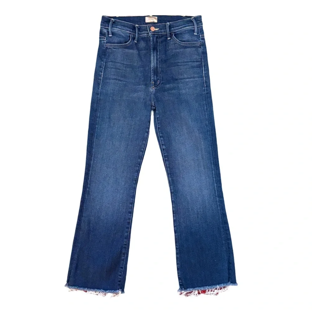 MOTHER The Hustler Ankle Fray in Home Movies Medium Blue Wash Size 27